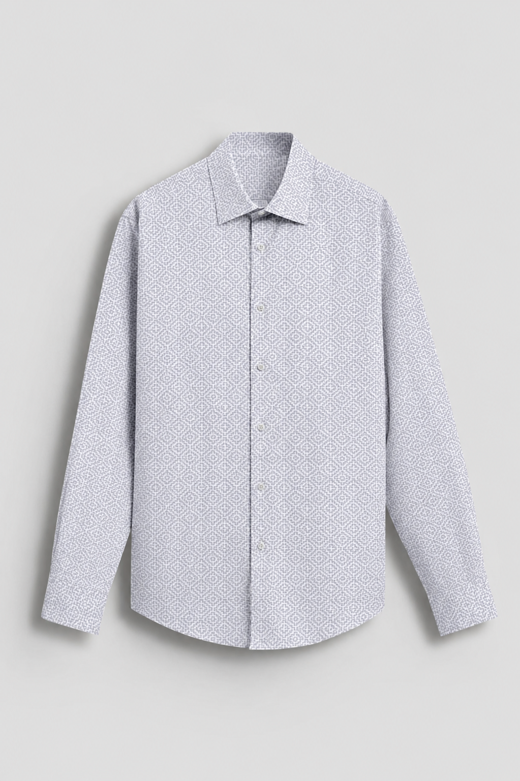 Men's Ice Grey Geometric Printed Premium Cotton Shirt