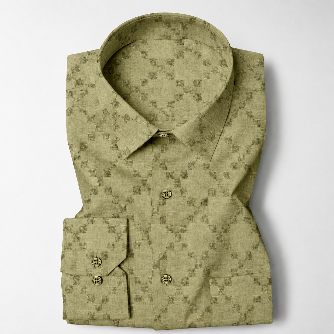 Men's Olive Green Textured Premium Cotton Shirt