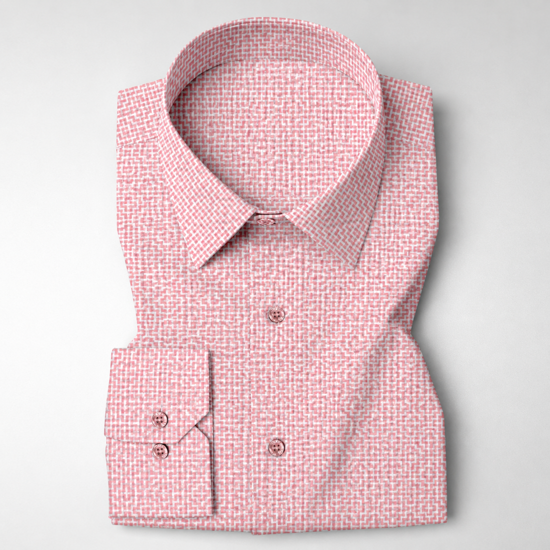 Men's Blush Pink Geometric Printed Premium Cotton Shirt