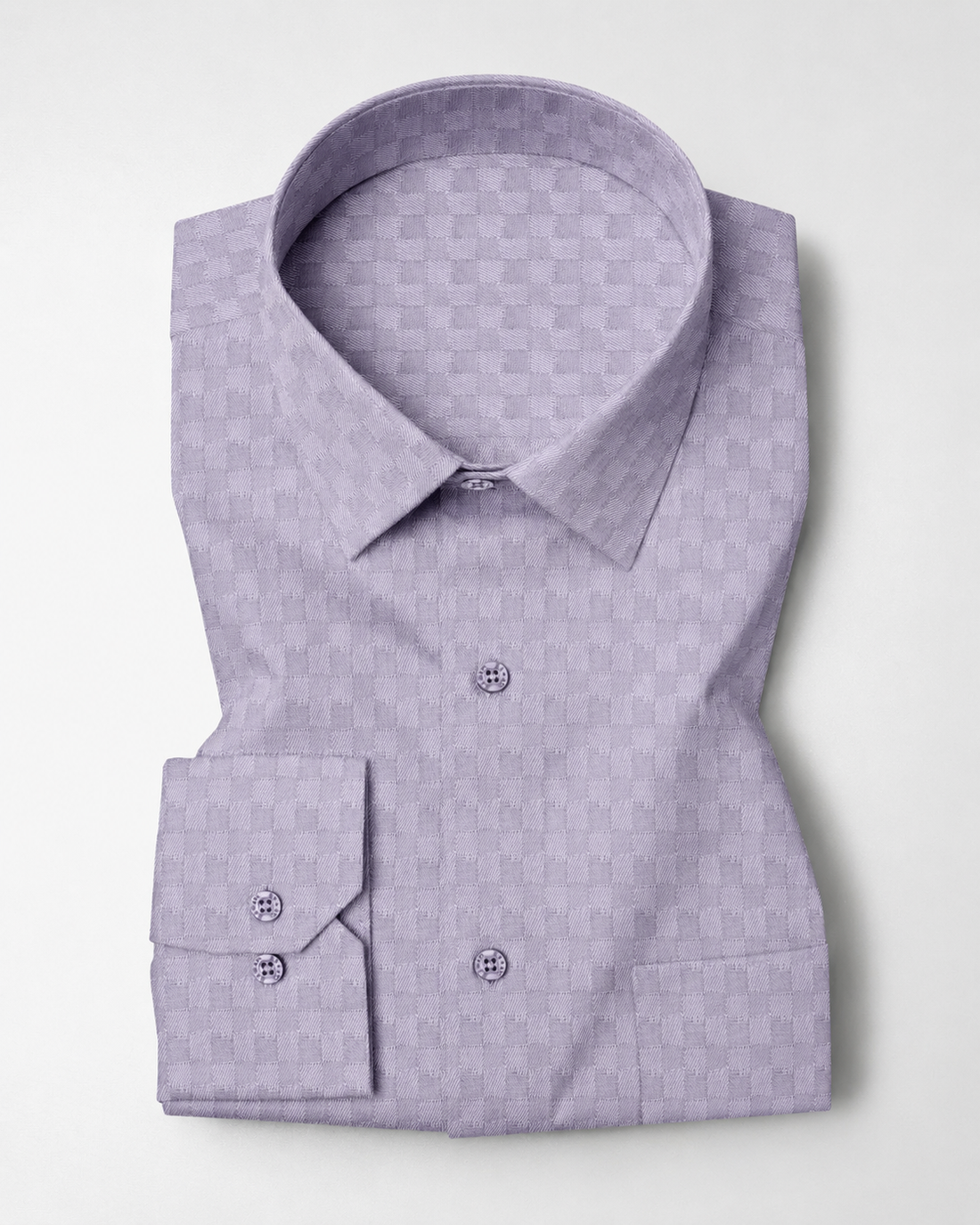 Men's Lavender Checkered Textured Premium Cotton Shirt