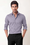 Men's Lavender Checkered Textured Premium Cotton Shirt