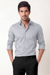 Men's Ice Grey Geometric Printed Premium Cotton Shirt